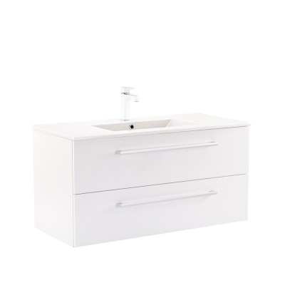 Dulap inferior Vario Clam 100 cu lavoar alb-alb foto