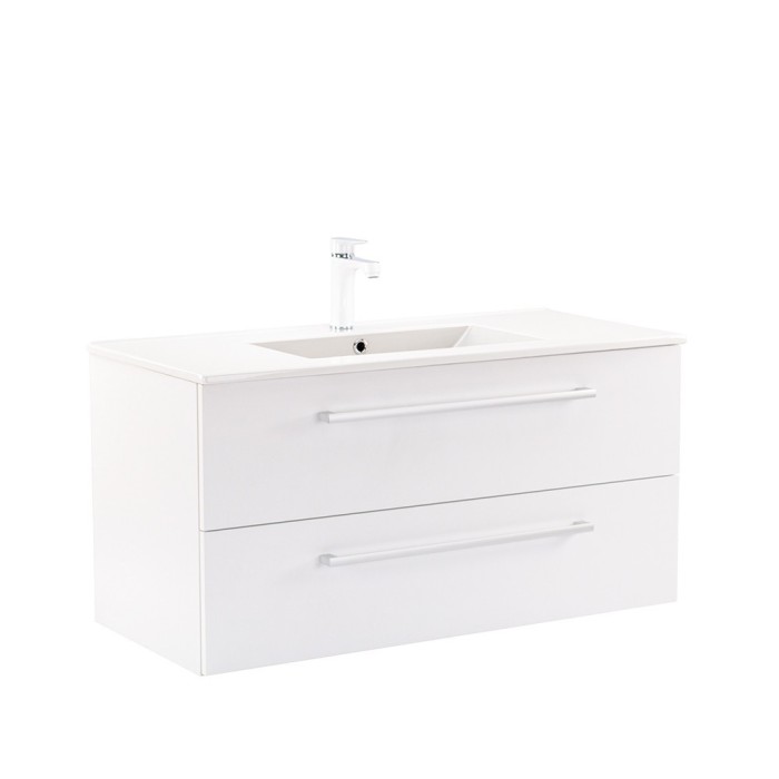 Dulap inferior Vario Clam 100 cu lavoar alb-alb