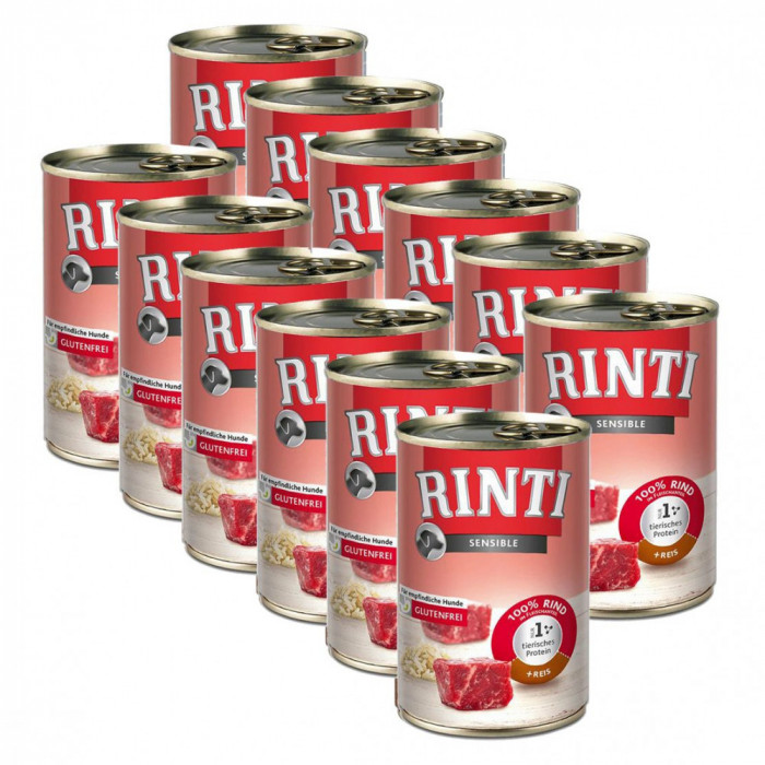 RINTI SENSIBLE Conservă de vită + orez 12 x 400 g