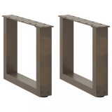 vidaXL Picioare pentru masă de cafea &icirc;n formă de U, 2 buc., oțel natural, 40x(30-31) cm