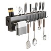 Organizator de perete, pentru bucatarie, 50 cm, din otel inoxidabil, 8 carlige, suporturi pentru cutite si accesorii, Oem