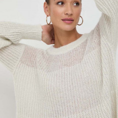 BOSS pulover de lana femei, culoarea bej, light
