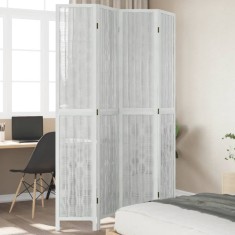vidaXL Paravan cameră 4 panouri, alb, lemn masiv paulownia 358676
