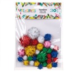 Pompoane colorate cu sclipici 1-3 cm-30 bucati