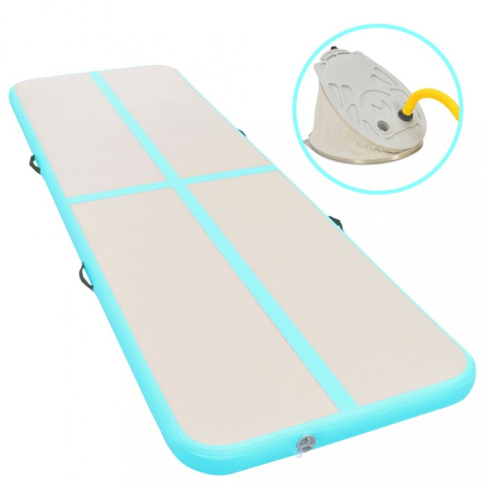 Gossi saltea gimnastica gonflabila cu pompa verde 700x100x10cm pvc