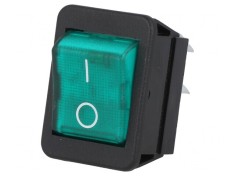 Comutator basculant ON-OFF verde cu lampa neon 250V 16A foto
