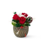 Aranjament floral cu 3 trandafiri criogenati si licheni naturali stabilizati in ghiveci decorativ premium , cadou elegant, decor casa sau birou, flori
