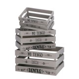 Set 3 cutii depozitare lemn gri negru 30 x 20 x 16 cm, 35 x 25 x 18 cm, 40 x 30 x 20 cm