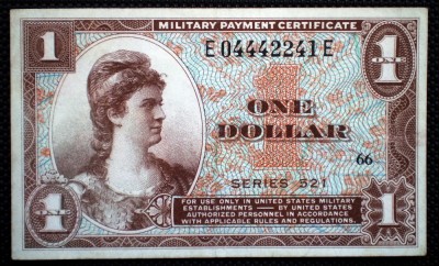 49 USA SUA MILITARY PAYMENT CERTIFICATE 1 DOLLAR 1954 SERIES 521 SR. 241E foto