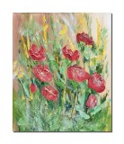 Tablou pictat manual, Maci in gradina, 60x50cm acril pe panza in cutit efect 3D, Kenny Varniote