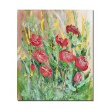 Tablou pictat manual, Maci in gradina, 60x50cm acril pe panza in cutit efect 3D, Kenny Varniote