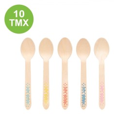 Set Linguri Lemn, Model Petrecere, Multicolor, 16 cm, 10 Buca?i foto