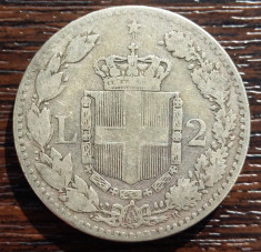 (A239) MONEDA DIN ARGINT ITALIA - 2 LIRE 1887, UMBERTO I foto