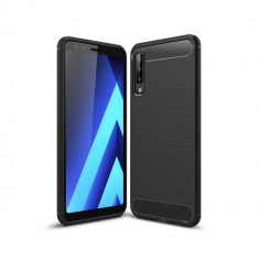 Husa Compatibila cu Samsung Galaxy A7 2018 Techsuit Carbon Silicone Negru