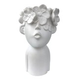 Vaza decorativa, Bust copil cu flori, 23 cm, Alb, 467H-2