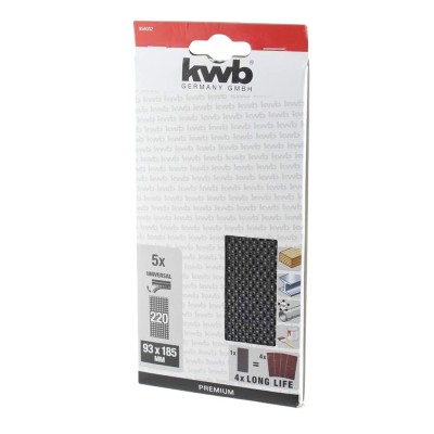 Set 5 bucati grilaj de slefuit, granulatie 220, Velcro, K220, 93x185 mm, KWB, 253231 foto