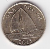 Monedă Bermuda 1 dolar 2015 &ndash; velier, regina Elisabeta a II-a