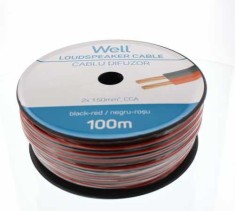 Cablu difuzor rosu negru 2X1.50mmp, 100m, Well foto