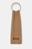BOSS esarfa din amestec de lana culoarea bej, cu imprimeu, 50524391