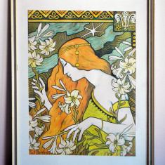 L'Ermitage - litografie Art Nouveau dupa Paul Berthon, tablou inramat 34x44cm