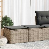 Set mobilier gradina Gossi, 2 piese, poliratan gri/lemn acacia, cu perne gri inchis, depozitare