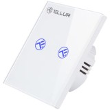 Intrerupator WiFi Tellur Smart, SS1N, 2 porturi, 1800W, 10A, Alb