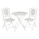 Set 2 scaune pliabile si masa fier forjat gri Garden &Oslash; 70 cm x 75 h Elegant DecoLux, Clayre &amp; Eef