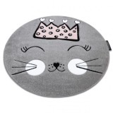 Covor PETIT CAT PISICĂ COROANĂ cerc gri, cerc 120 cm