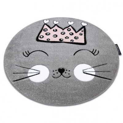 Covor PETIT CAT PISICĂ COROANĂ cerc gri, cerc 120 cm foto
