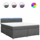 Cumpara ieftin Pat box spring cu saltea, gri inchis, 180x200 cm, textil