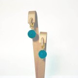 Cumpara ieftin Cercei Argint 925 placat aur, jad verde acvatic, Harmony, 3cm, sfere 12mm, Handmade Italy