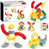 Set de Constructie Magnetic pentru Copii, 45 Piese STEM Educationale si Distractive, Dezvoltare Creativitate si Imaginatie, Conexiuni Magnetice Putern