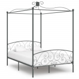 Cadru de pat cu baldachin, gri, 120 x 200 cm, metal GartenMobel Dekor, vidaXL