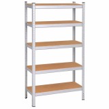 Raft metalic pentru depozitare cu 5 polite MDF, 675 kg, 75x30x150 cm