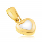 Cumpara ieftin Pandantiv din aur - inimă regulată &icirc;n două culori, suprafață lucioasă rotunjită