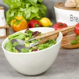 Bol pentru salata cu ustensile alb si lemn, Kassel