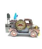 Cumpara ieftin Ceas Masa Vintage Masina de Epoca cu Alarma, Suport Pixuri si Telefon, Decor Birou, Quartz, 23cm