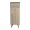 Dulap baie Leziter Bianca Plus 30, Stejar Sonoma, 83.6x30x33 cm, 1 usa, 1 sertar, MDF