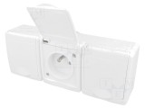 Conector alimentare AC 2P+PE, 250VAC, 16A, alb pentru perete