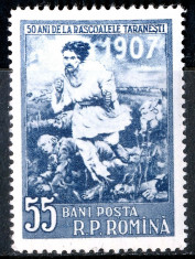 1957 LP426 serie 50 de ani de la rascoalele taranesti de la 1907 MNH foto