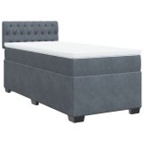 Cumpara ieftin Pat box spring cu saltea, gri inchis, 80x200 cm, catifea