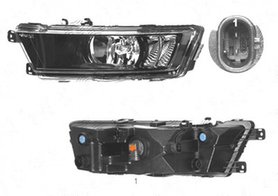 Proiector ceata Skoda Rapid (Nh), 10.2012-, fata, Stanga, cu LED daytime running light; H8+LED; negru; foto