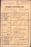 HST A61 Polgari szemelyi lap 1944 Oradea