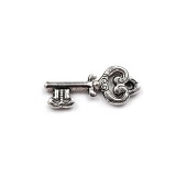 Pandantiv decorativ metalic 9 x 20 mm Cheie platinum, Crisalida