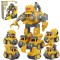 Robot Transformer DIY in 5 Utilaje de Constructii, Linomag&reg;, Basculanta, Betoniera, Excavator, Graifer forestier, Drill, Surubelnita Inclusa, + 3 Ani,