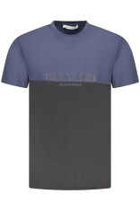 Trussardi Tricou barbati, cu imprimeu, Regular fit, Albastru inchis si negru foto