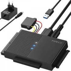 Adaptor FIDECO USB 3.0 la SATA/IDE pentru Hard Disk-uri 2.5/3.5 HDD si SSD, Compatibil cu Windows, Mac, Linux &amp; Chrome OS, Transfer Ultra Rapid 5Gbps,