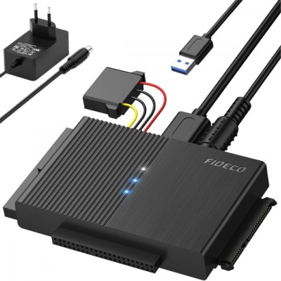 Adaptor FIDECO USB 3.0 la SATA/IDE pentru Hard Disk-uri 2.5/3.5 HDD si SSD, Compatibil cu Windows, Mac, Linux &amp;amp; Chrome OS, Transfer Ultra Rapid 5Gbps, foto