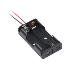 Suport baterii 2xAA, serie 3V, plastic ABS, fire conexiune, alimentare electronica, DIY