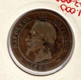 Franta 10 Centimes 1862 K moneda bronz km # 798